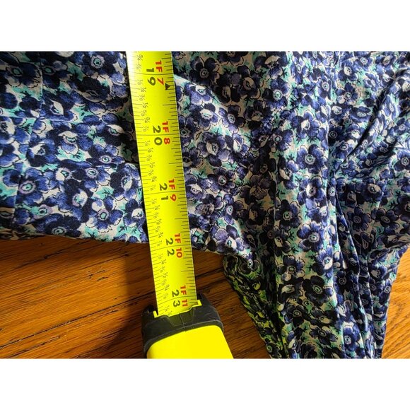 Talbots Woman 16W Blue Floral Button-Up Long Sleeve Shirt - Picture 6 of 7